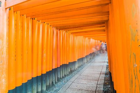 Beautiful Architecture Tori gate around fushimi inari Temple in Kyoto Japanのeditorial素材