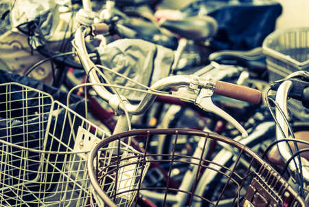 Selective focus point on bicycle - vintage filterの写真素材