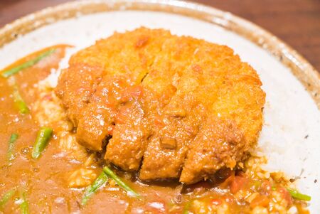 Soft focus on Fried pork with curry sauce - Japanese style foodの写真素材