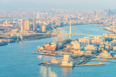 Osaka city skylineのeditorial素材