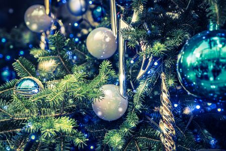 Christmas decoration ornament background - vintage and snow filter effectのeditorial素材