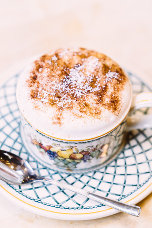 Vintage coffee cup in coffee shop cafe - Vintage filterの写真素材