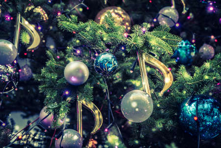 Christmas decoration ornament background - vintage and snow filter effectの写真素材