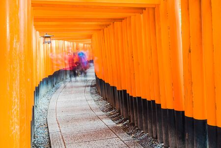 Beautiful Architecture Tori gate around fushimi inari Temple in Kyoto Japanのeditorial素材
