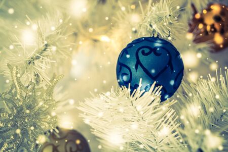 Christmas decoration ornament background - vintage and snow filter effectの写真素材