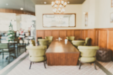 Abstract blur coffee shop interior background - vintage filterの写真素材
