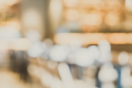 Abstract blur coffee shop interior background - vintage filterの写真素材