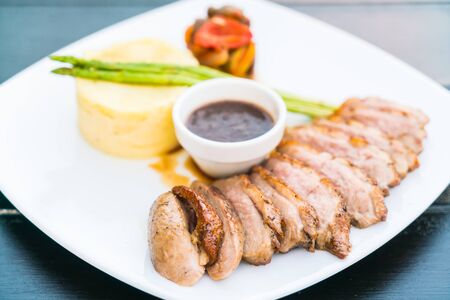 Soft focus on Duck breast fillet meat steakの写真素材