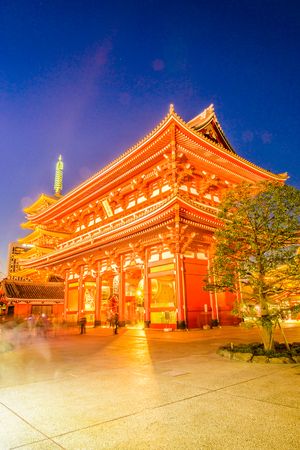 Sensoji Temple in Tokyo at Japan on Twilight times - Boost up color processing styleのeditorial素材