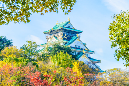 Beautiful Architecture Osaka castle in Japanのeditorial素材