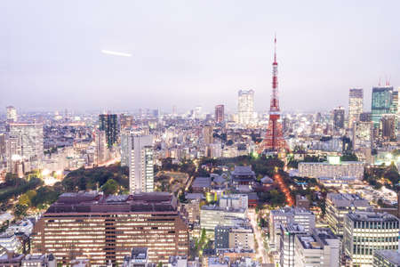 Tokyo skyline city - Vintage filter effectのeditorial素材