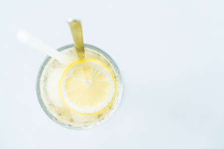 Iced lemon juice glassの写真素材