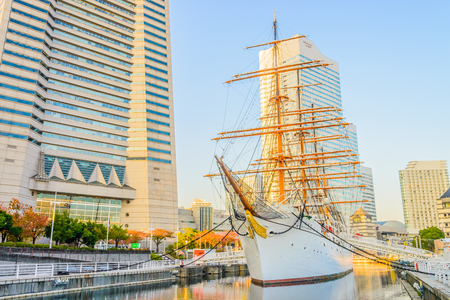 YOKOHAMA, JAPAN - November 24 : Nippon Maru Boat in Yokohama, Japan on November 24, 2015. Nippon Maru Boat was a training ship for the cadets of the Japanese merchant marine. Boat was built in 1930.のeditorial素材