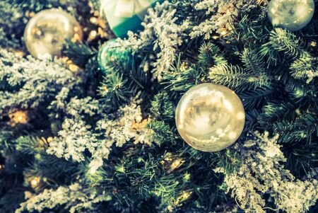 Christmas decoration ornament background - vintage and snow filter effectの写真素材