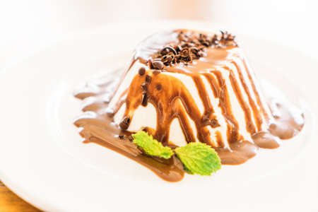 Soft focus on Chocolate panna cotta dessert - filter effect processingの写真素材