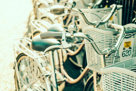 Soft focus on handle of bicycle - vintage filter effectの写真素材