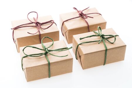 Brown gift box isolated on white background