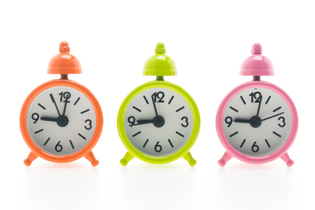 Classic Alarm Clock isolated on white backgroundの写真素材