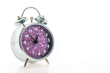 Classic Alarm Clock isolated on white backgroundの写真素材