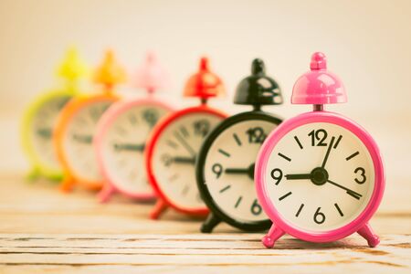 Classic Alarm Clock - Vintage filter processing styleの写真素材