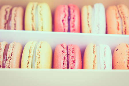 Colorful macaroon dessert - Vintage filter effect processingの写真素材