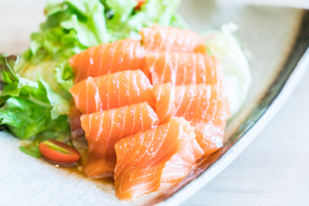 Soft focus on Salmon salad - Healthy foodの写真素材