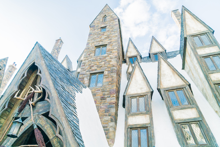 OSAKA, JAPAN - December 1, 2015 : Hogwarts School of Witchcraft Castle and Wizardry replica at The Wizarding World of Harry Potter Attraction, at Universal Studio, Osaka, Japan.のeditorial素材