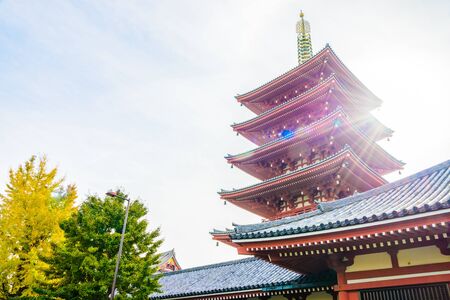 Beautiful Architecture in Sensoji Temple around Asakusa area at Japanのeditorial素材
