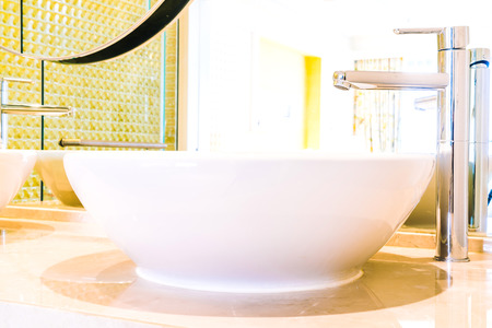 White sink faucet decortaion in Bathroom interior - Filter effectの写真素材