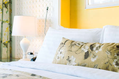 Beautiful luxury decoration in hotel bedroom - Filter effect Processing