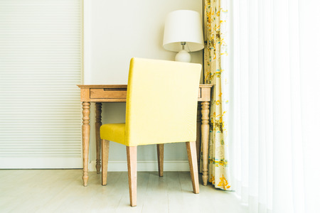 Wood chair Decoration in livigin room interior - Filter effect Processingの写真素材
