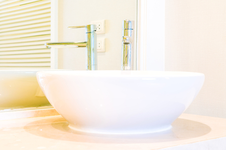 White sink faucet decortaion in Bathroom interior - Filter effectの写真素材