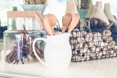 Selective focus point on Kitchen utensils - Vintage filterの写真素材