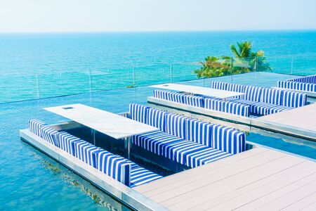 Outdoor deck with beautiful sea background