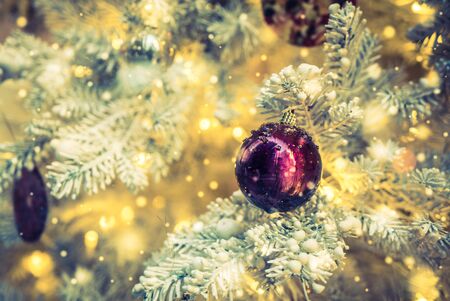Christmas decoration ornament background - vintage and snow filter effectの写真素材