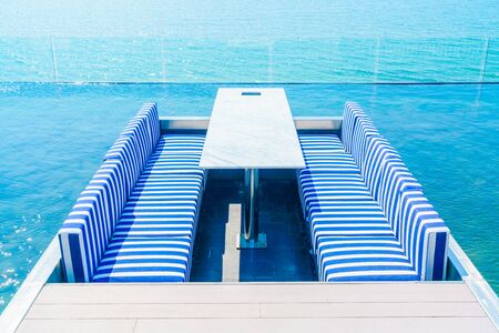 Outdoor deck with beautiful sea background
