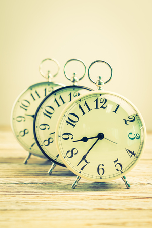 Vintage Classic Alarm clock - Vintage filter processing styleの写真素材