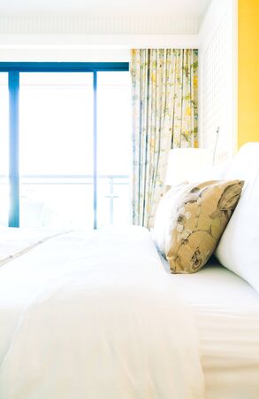 Beautiful luxury decoration in hotel bedroom - Filter effect Processingの写真素材