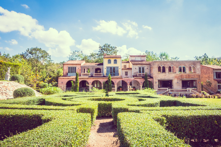 Beautiful Architecture Building with tuscany style - Vintage Filterのeditorial素材