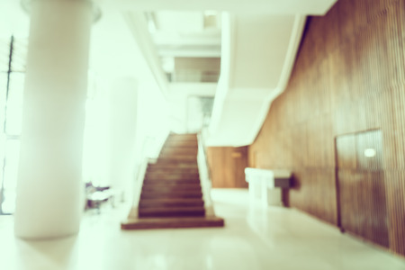 Abstract blur hotel lobby interior background - Vintage filterの写真素材