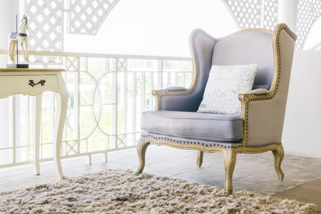 Beautiful luxury sofa decoration of livingroom interior - Vintage Film filterの写真素材