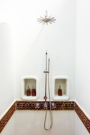 Bathroom shower decoration interior of bathroom - Vintage Film filterの写真素材