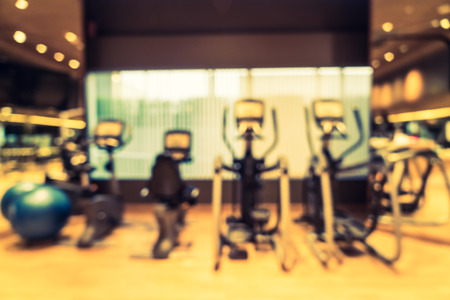 Abstract blur fitness gym room interior background - Vintage filterの写真素材