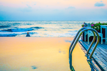 Beautiful luxury Swimming pool hotel resort - Vintage and Boost up color Filterのeditorial素材