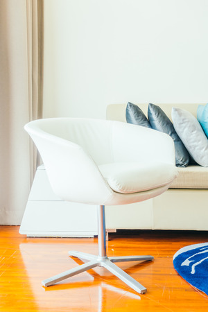 Beautiful luxury pillow on sofa decoration in livingroom interior for background - Vintage Filterの写真素材