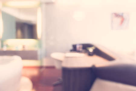 Abstract blur bedroom interior for background - Vintage Filterの写真素材
