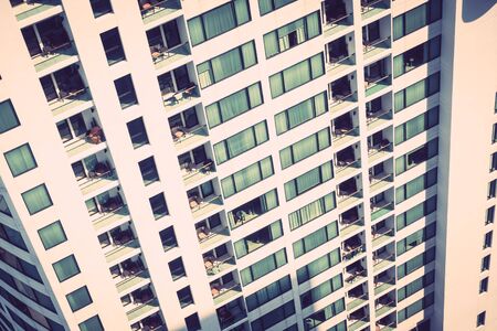 Windows pattern textures exterior of building - Vintage Filter