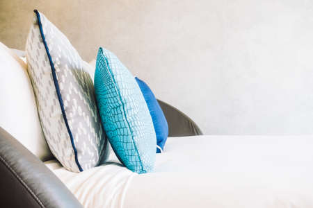 Beautiful luxury pillow on bed decoration in bedroom interior - Light Vintage Filter