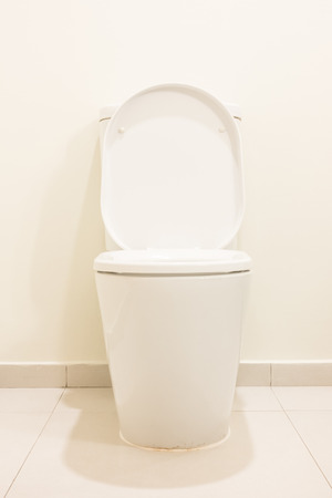 White Toilet seat decoration in Bathroom interiorの写真素材