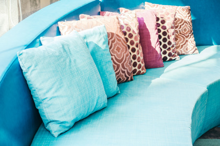 Beautiful luxury pillow on sofa decoration in livingroom interior - Light Vintage Filterの写真素材
